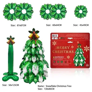 Detailed view of 130cm inflatable Christmas tree balloon set with assembly size dimensions