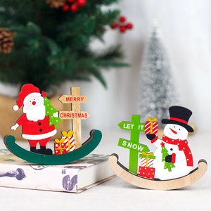 Décorations de Noël culbuto en bois avec Père Noël et bonhomme de neige festifs