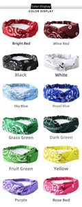 Collection of paisley twist headbands in 12 vibrant colors for sports and fashion