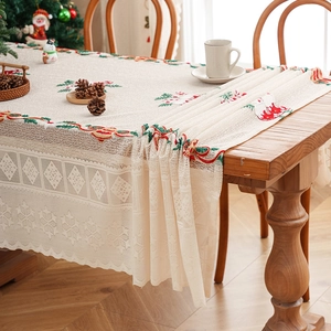 Festive Christmas tablecloth with hollow embroidery of bells and Santa socks patterns