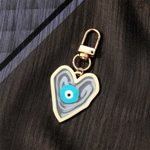 Golden heart keychain with colorful resin evil eye pendant and durable lobster clasp