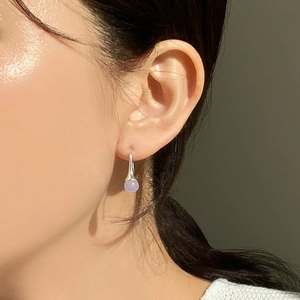 Elegant 925 sterling silver drop earrings with lavender jade beads for women