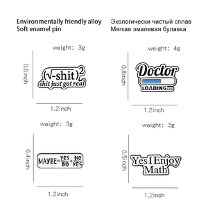 Detailed size and weight specs for chemistry and math soft enamel pins set