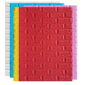 Papier peint 3D brique autocollant en rouge jaune bleu blanc et rose pour salon
