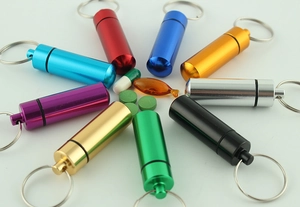 Waterproof aluminum mini pill boxes with sealing ring in various vibrant metallic colors