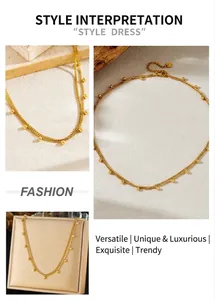Détails du collier double rang en acier inoxydable doré avec des billes lisses