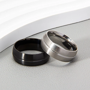 8mm matte black and silver stainless steel rings with brushed finish for men and women