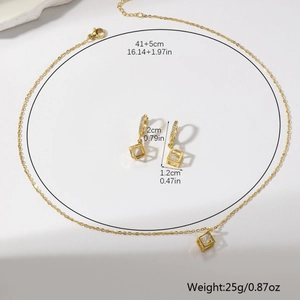Schmuckset aus 18K vergoldetem Edelstahl mit Zirkonia-Würfel-Halskette und Ohrringen