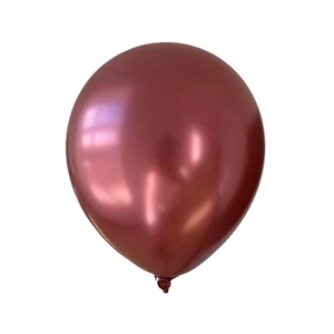 Detailed view of single dark red metallic latex balloon with glossy reflective finish