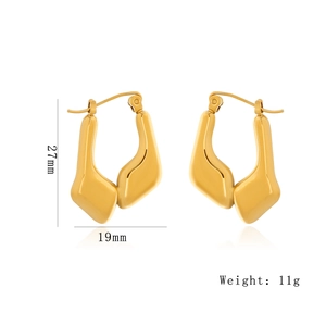 Minimalist gold irregular geometric stud earrings with polished metallic finish for women