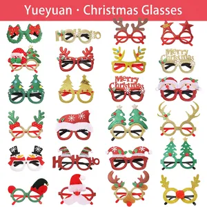 Christmas Eyeglass Frames Glitter Non-Woven Fabric Novelty Reindeer Santa Styles Holiday Party Decor Costume Favors
