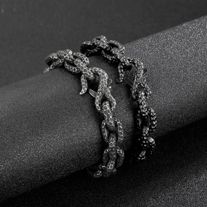 Retro black titanium steel bracelet for men with textured industrial hammer finish
