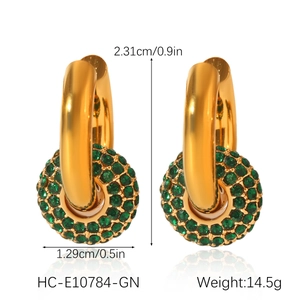 Specifiche delle dimensioni per orecchini d'oro con pendenti a sfera verde zircone