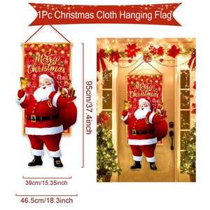 Detailed size specifications for red Merry Christmas hanging banners for home outdoor decor