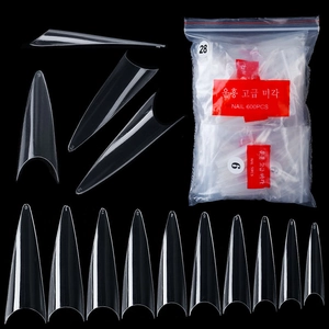 Set di 600 unghie finte stiletto lunghe trasparenti in 10 misure per manicure