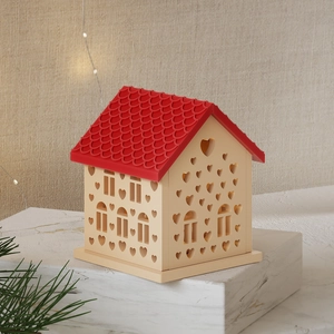 Christmas house silicone mold for DIY aroma candle holder with heart patterns