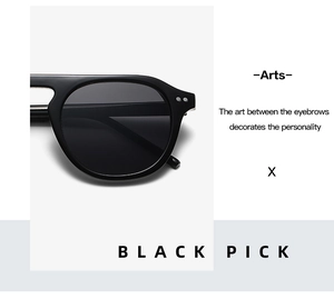 Detailed view of black oval sunglasses with premium silver double rivet hinge craftsmanship