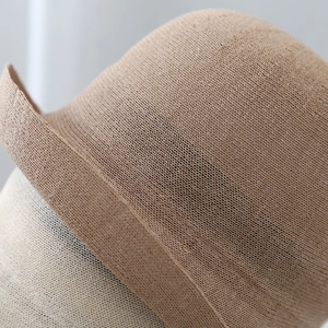 Elegant khaki Japanese paper knit bucket hat for women with breathable mesh texture