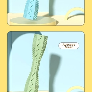 Detail of avocado green pet chew toy showing dense cleaning bumps and deep grooves