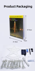 Solar 350 LED star waterfall lights kit with panel, remote and ground stakes for outdoors