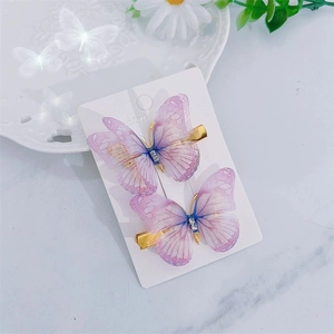Kinder rosa Schmetterling Haarklammern süße Netzstoff Entenschnabel Clips Haar-Accessoires