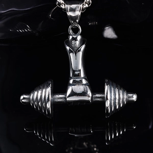Fitness Hantel Anhänger Halskette Edelstahl Faustgriff Gewichtheben Sportlicher Hip Hop Schmuck Für Herren