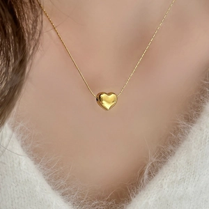 Heart Pendant Necklace Titanium Steel Mirror Polished Luster Minimalist Ins Style For Women Elegant Accessories