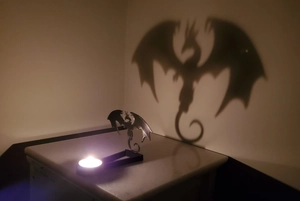 Halloween dragon shadow candle holder metal desktop ornament home decor ambiance light