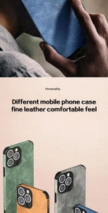 Detail showing the fine leather texture and rich colors of the iPhone protective case