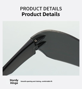 Detailed macro view of the sturdy metal hinge and durable frame of Y2K rimless sunglasses