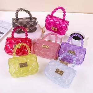Chic quilted mini jelly bags for kids featuring beaded handles and 7 vibrant colors