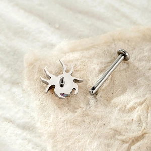 F136 titanium silver spider labret stud for ear piercing with screw thread rod
