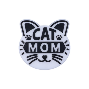 Perline in silicone Cat Mom bianche e nere per catenelle ciuccio fai-da-te e hobby