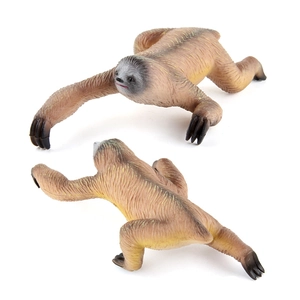 Realistic solid sloth animal figurines set showing detailed brown fur texture and facial features