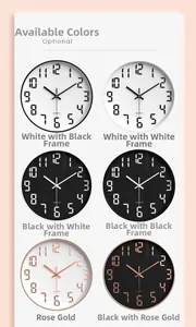 Auswahl an sechs minimalistischen 12-Zoll-Wanduhren mit Quarzwerk und Pixel-Art-Ziffern