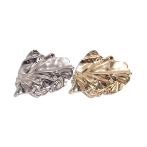 Modern metallic irregular geometric leaf brooches in gold and silver finish for suits