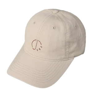Unisex washed cotton baseball cap in beige featuring FBR circular letter embroidery