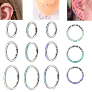 G23 Titan Scharnier Segment Ring Opal Eingelegt Creolen Piercing Schmuck Für Nase Knorpel Helix
