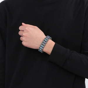 Rainbow multicolored mechanical gear bicycle chain bracelet in stainless steel for men