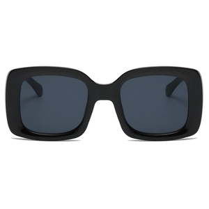 Classic oversized square sunglasses with black frames and dark grey lenses for fashion