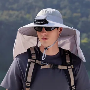 Outdoor Sonnenhut mit Solarventilator und Nackenschutz zum Angeln und Wandern