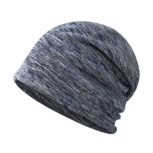 Detailed view of the soft mottled knit fabric of the breathable cotton beanie hat