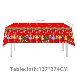 Mantel de Navidad Cascanueces 137x274cm con patrón festivo de soldado y árbol decorado