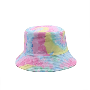 Vibrant tie-dye reversible bucket hat for outdoor sun protection in summer style