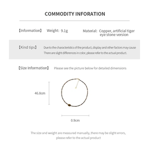 Detail specifications of tiger eye stone necklace with 46.8cm length and copper material