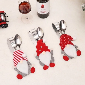 Christmas Gnome Cutlery Holder Set Non-woven Fabric Cartoon Santa Tableware Bag For Xmas Dining Table Decor Kitchen Party Accessories