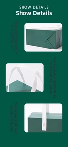 Detailed view of reinforced rivets and paper handles on dark green gift bag