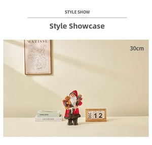 30cm classic Santa Claus figure holding a teddy bear for Christmas window decoration