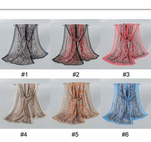 Detailed comparison of six paisley print chiffon scarves in various vibrant color options
