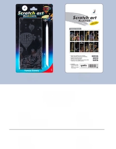 Set of 12 world famous architecture scratch art bookmarks with specialized drawing tools
